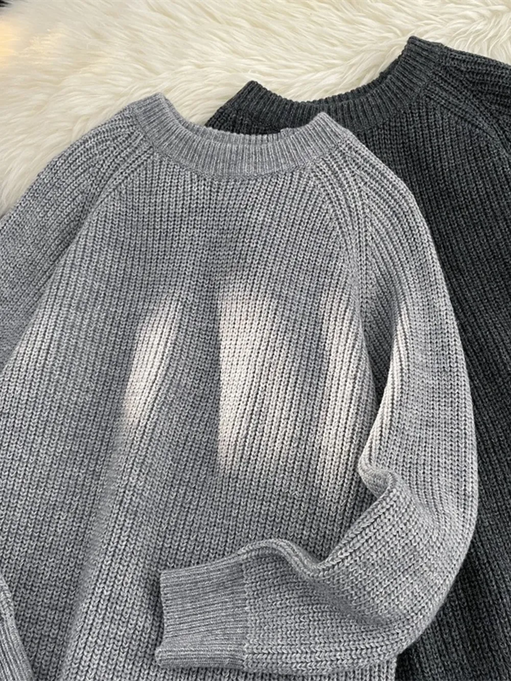 Men's Plus Size Round Neck Long Sleeve Sweater, image 5