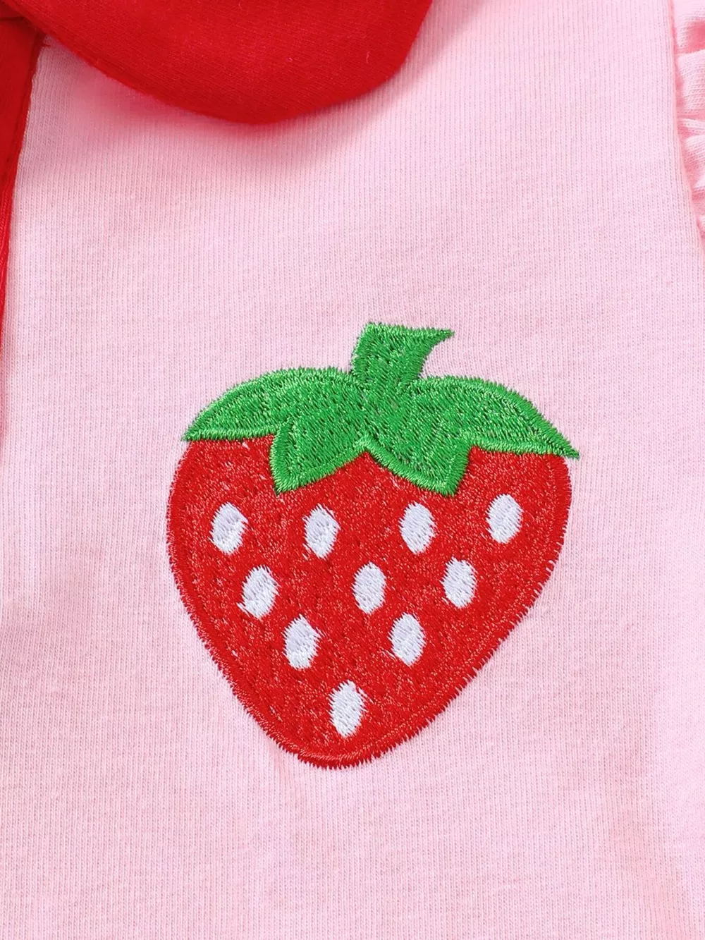 Children's Strawberry Embroidered Polo & Denim Skirt Set, image 3