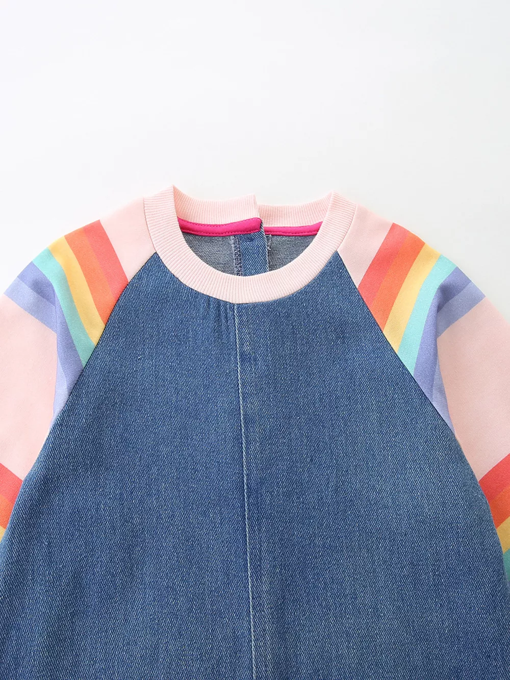 Children's Contrast Raglan Sleeve Denim Dress, image 3