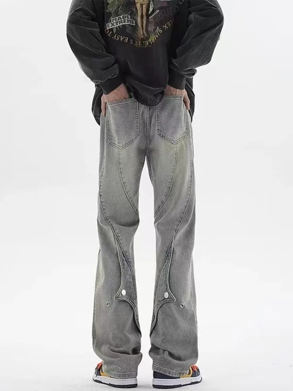 Men's Plus Size Vintage Wash Wide Leg Jeans, image 3