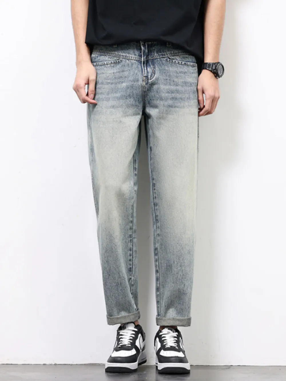 Men's Vintage Distressed Straight Leg Jeans, image 4