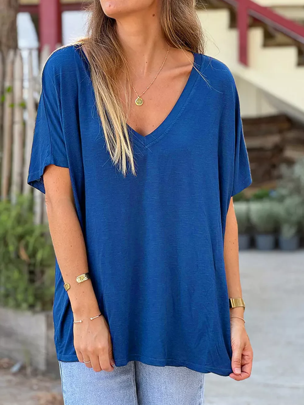 Casual V-Neck Relaxed Fit T-Shirt, image 11