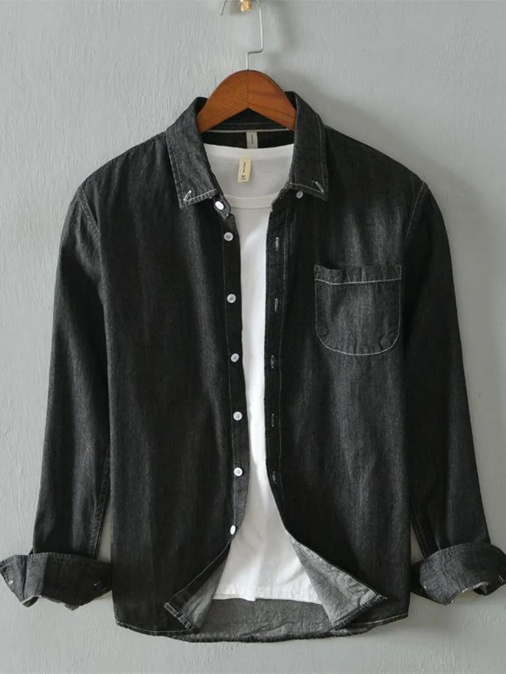 Men's Full Size Button Up Long Sleeve Denim Shirt Plus Size