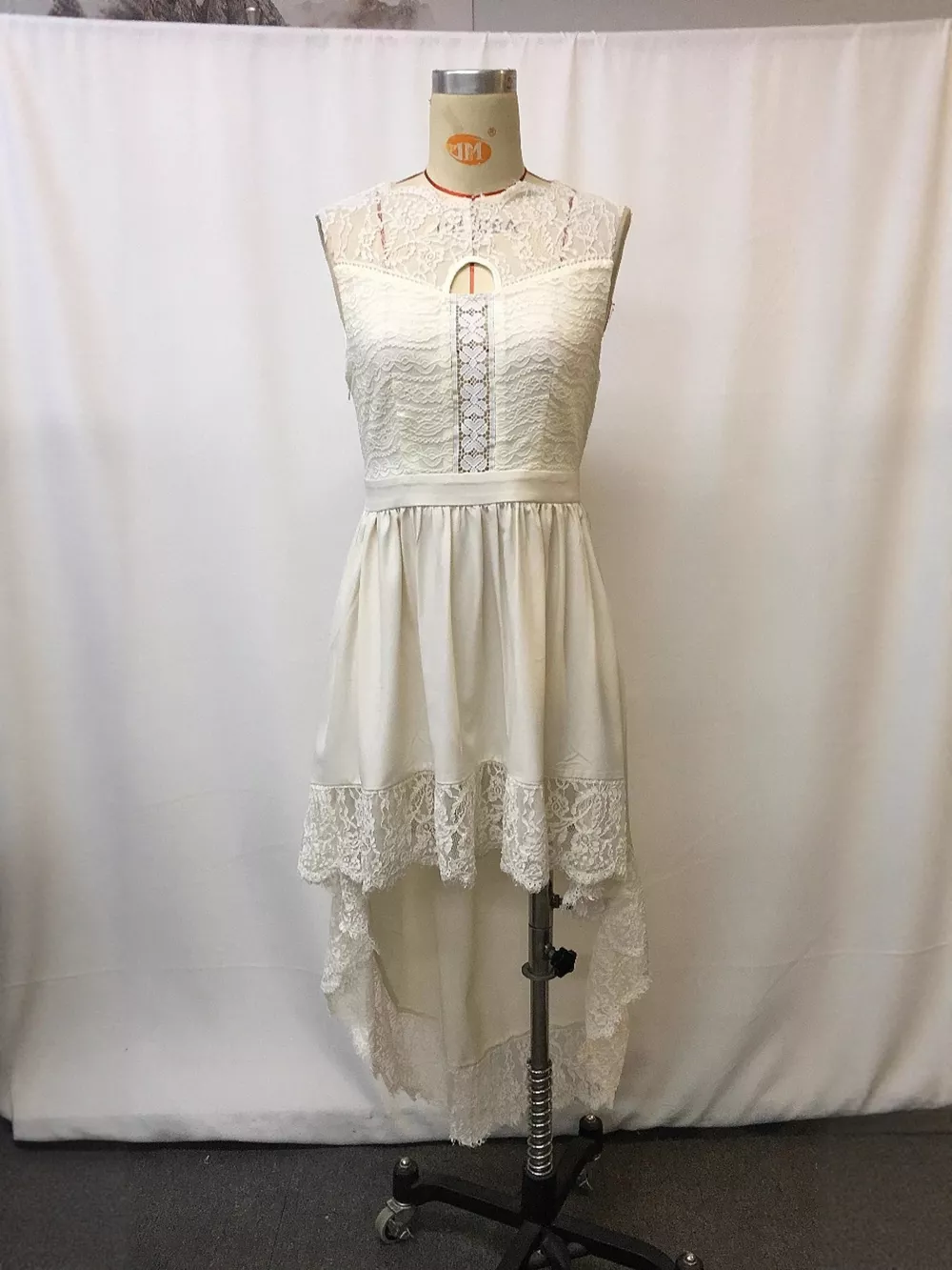 Full Size Lace Trim High-Low Dress Plus Size, image 4