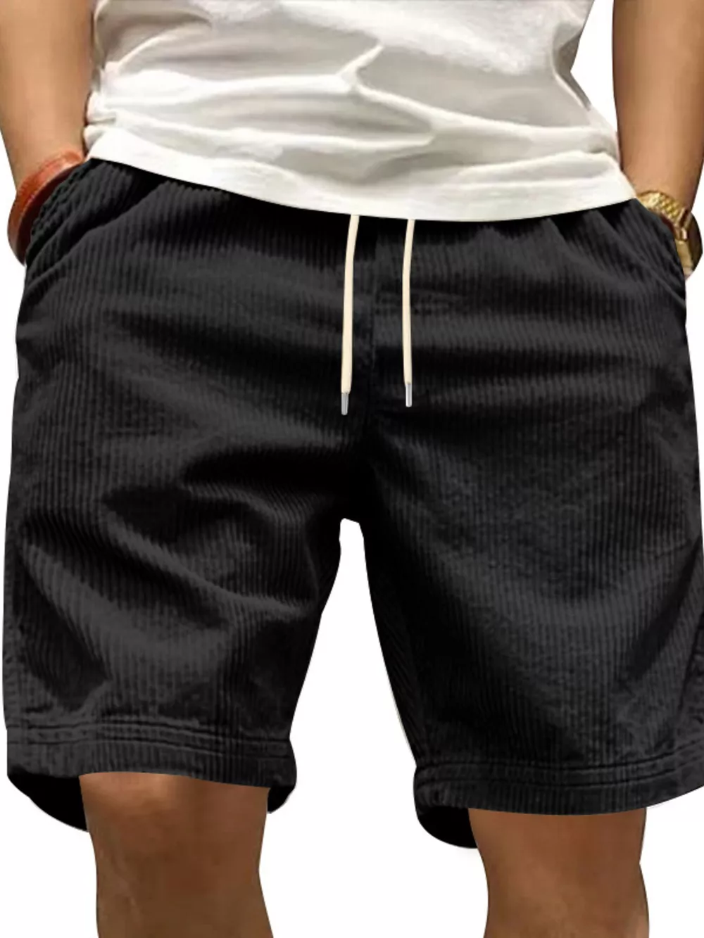 Men's Full Size Casual Corduroy Drawstring Shorts Plus Size, image 6