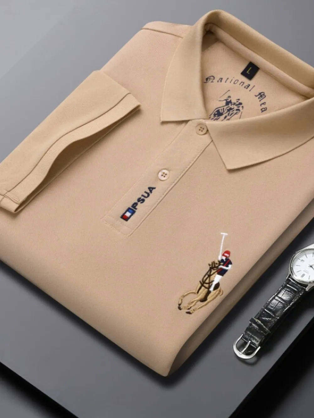 Men's Plus Size Short Sleeve Embroidered Polo, image 7