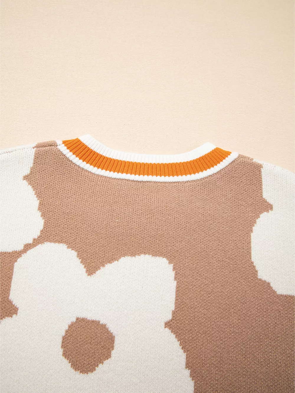 Flower Pattern Contrast Striped Baggy Sweater, image 2