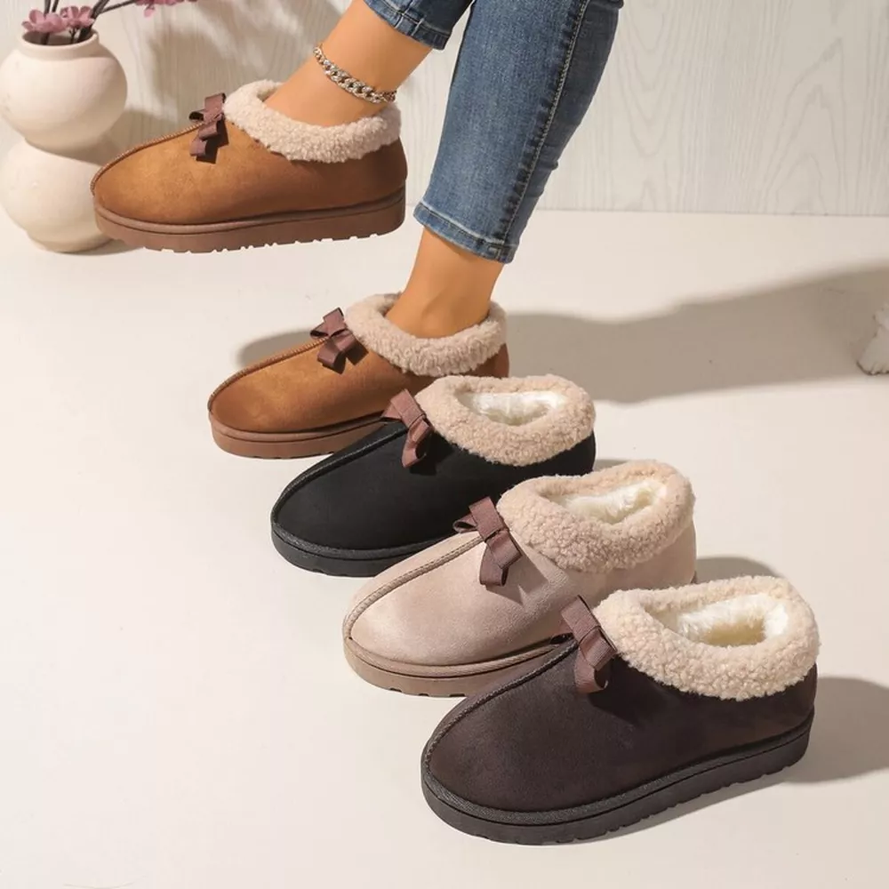 Cozy Bowknot Plush Lined Slip-Ons, image 32
