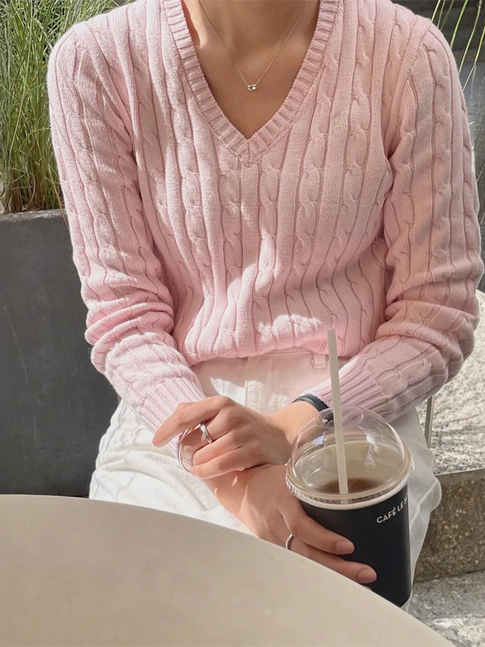 Cable Knit V-Neck Pullover Sweater, image 9