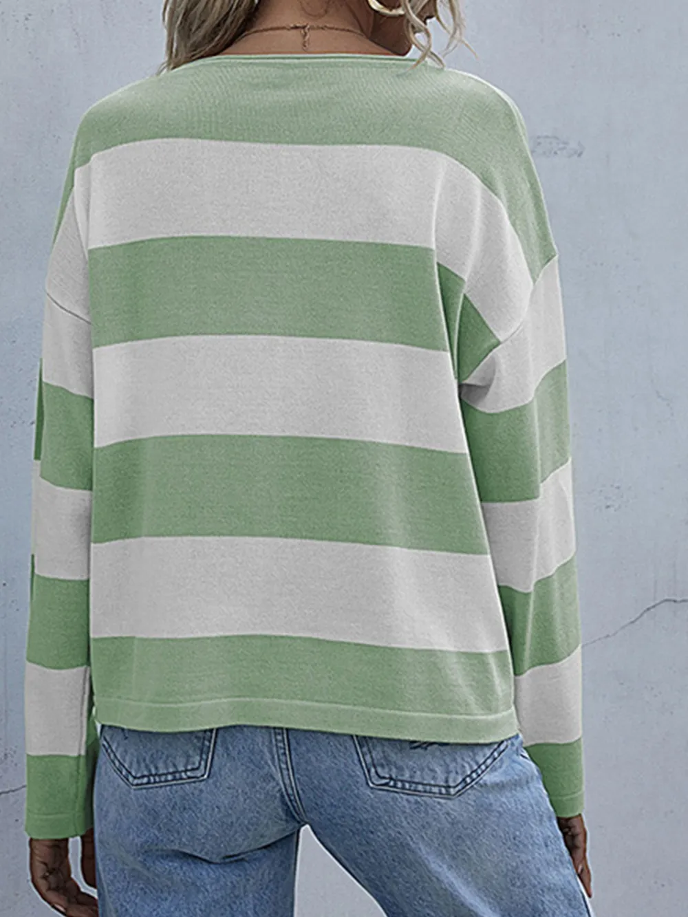 Striped Casual Long Sleeve Knit Top, image 12