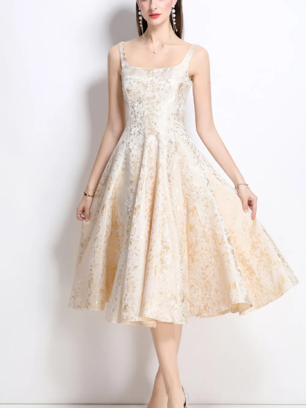 Floral A-Line Sleeveless Midi Dress, image 2