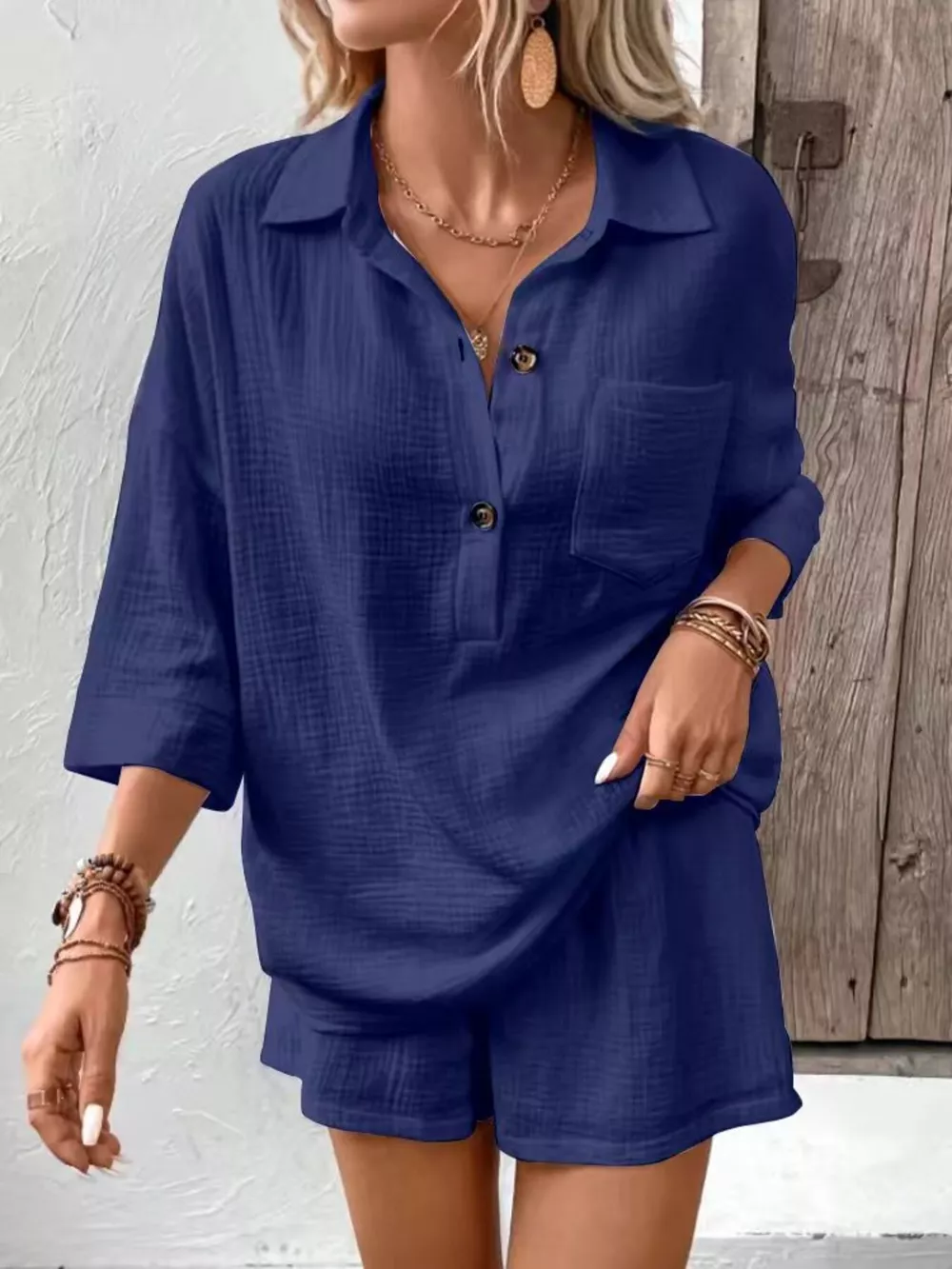 Button Detail Top and Shorts Set, image 15