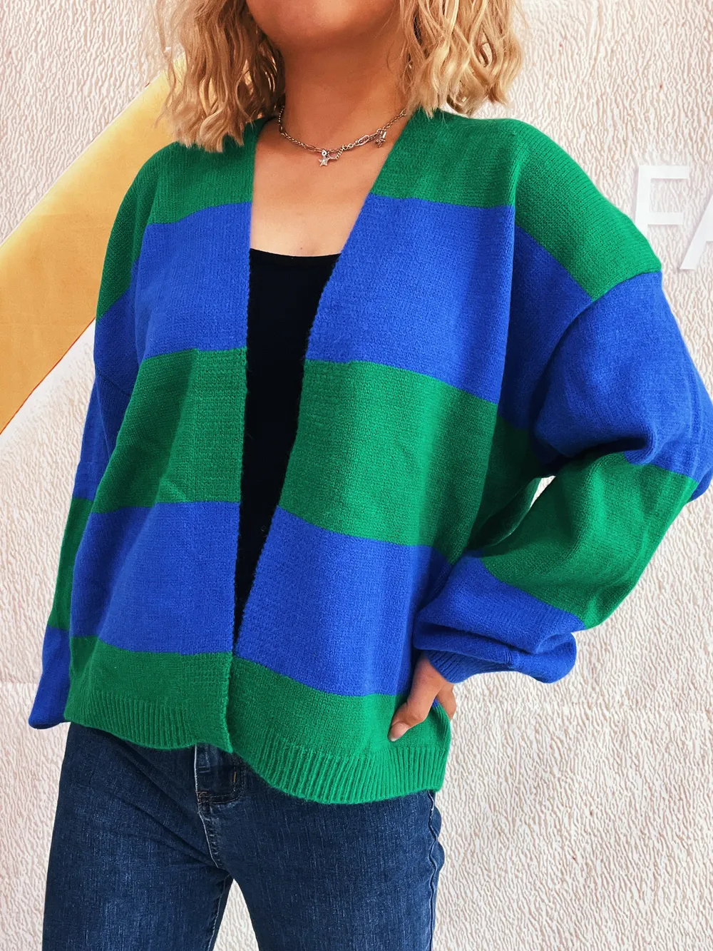 Color Block Open Front Cardigan, image 5