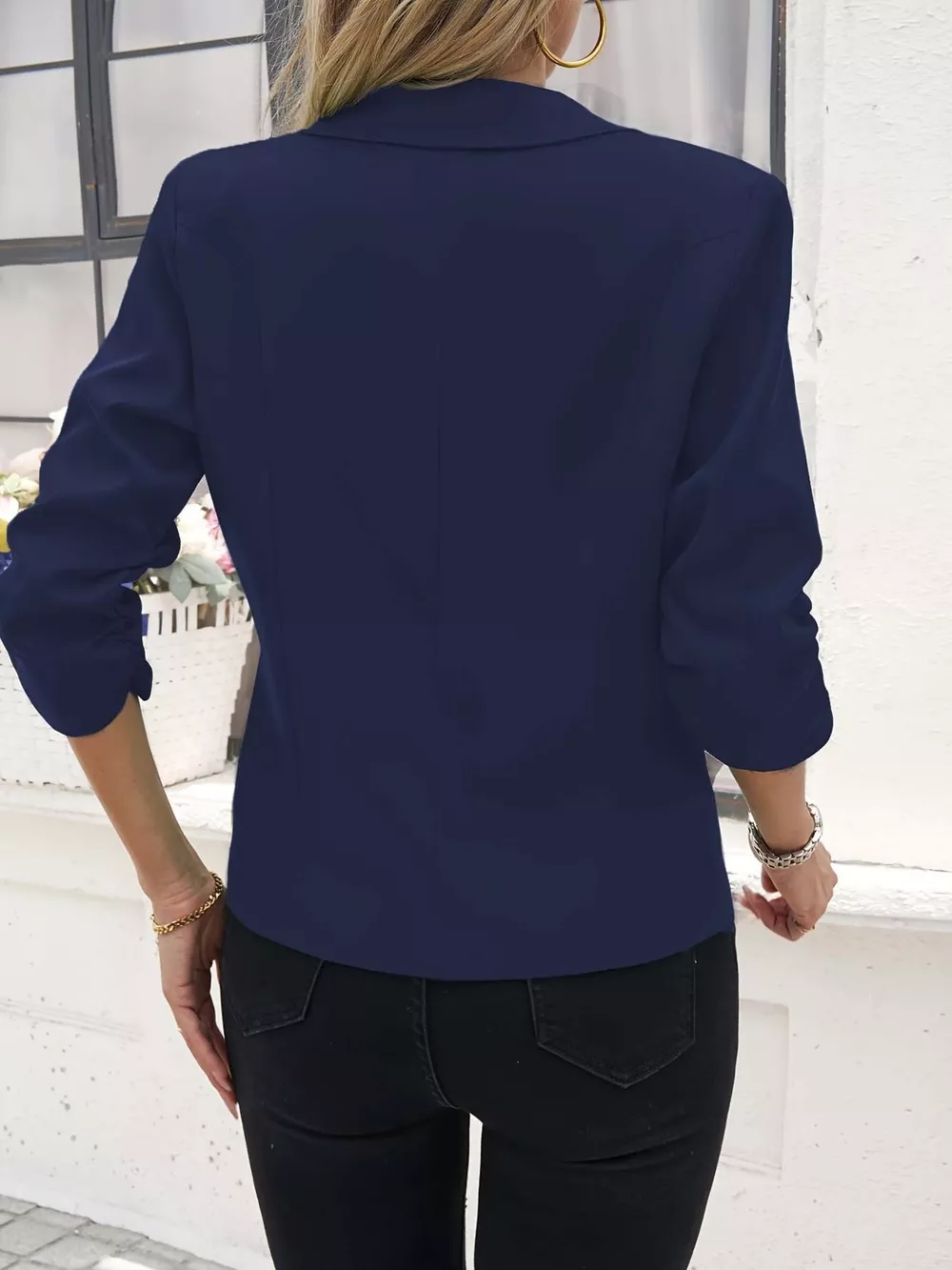 Full Size One Button Lapel Collar Blazer Plus Size, image 18