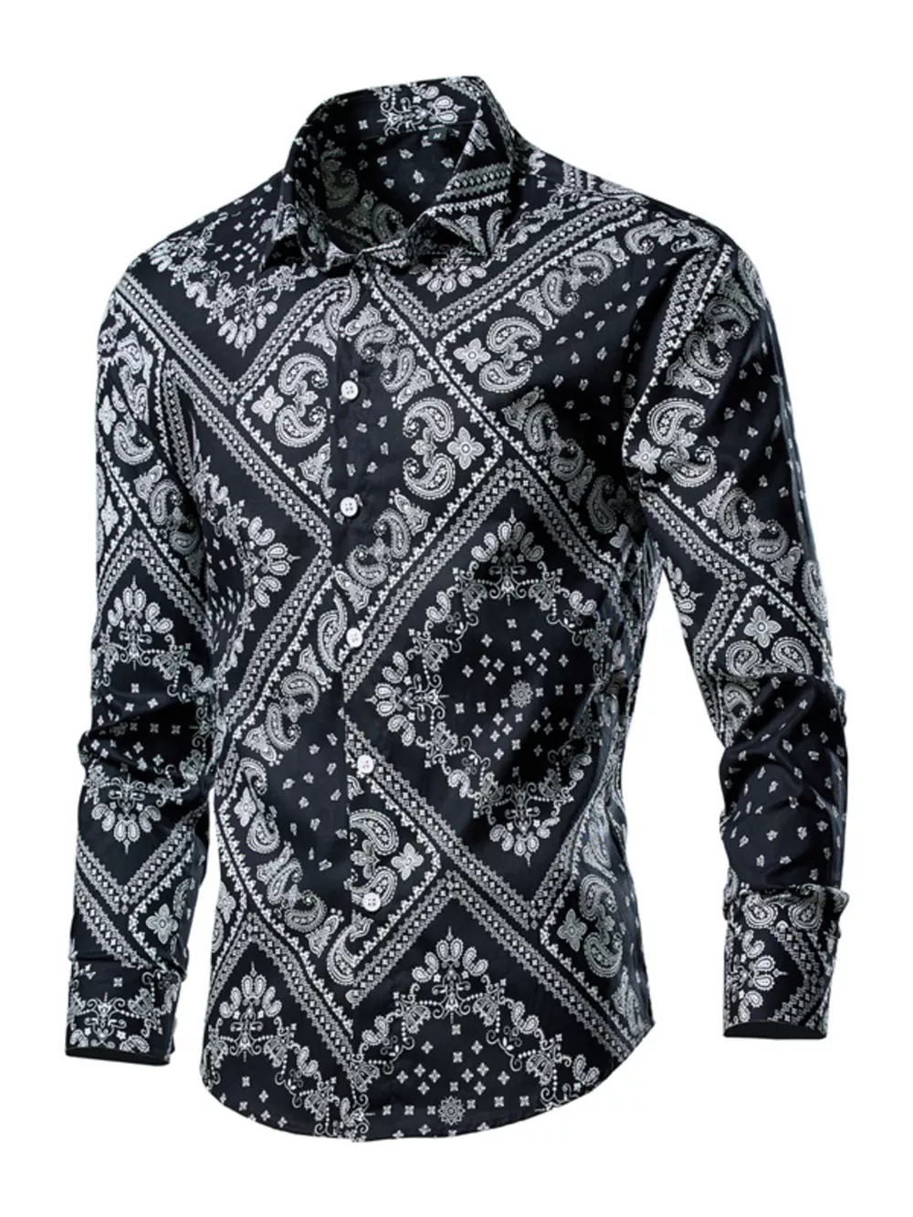 Men's Plus Size Tropical Leaf Print Button-Down Shirt
