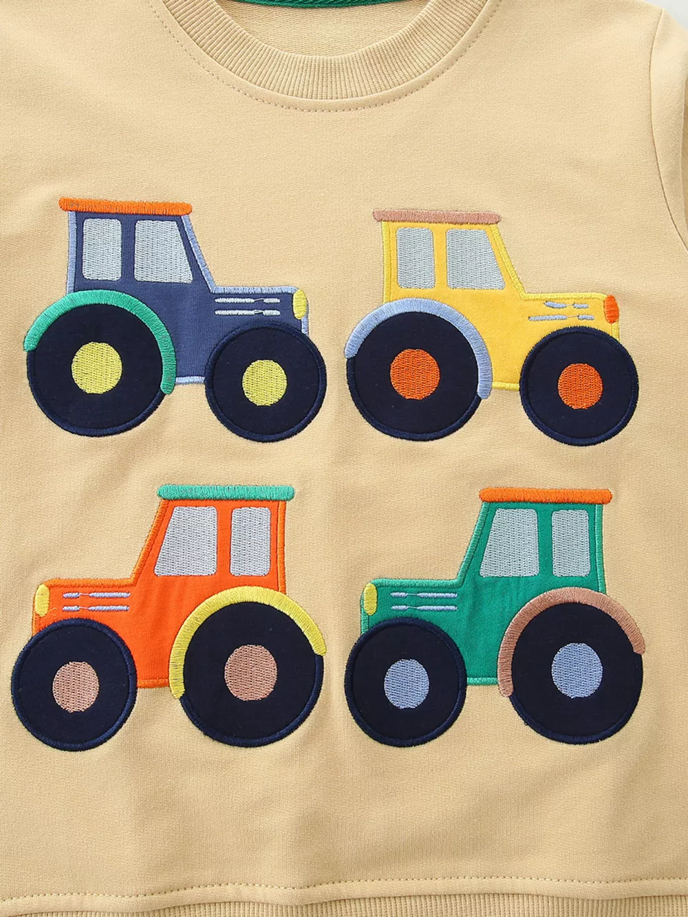 Children's Tractor Embroidered Crew Neck Sweatshirt, image 3