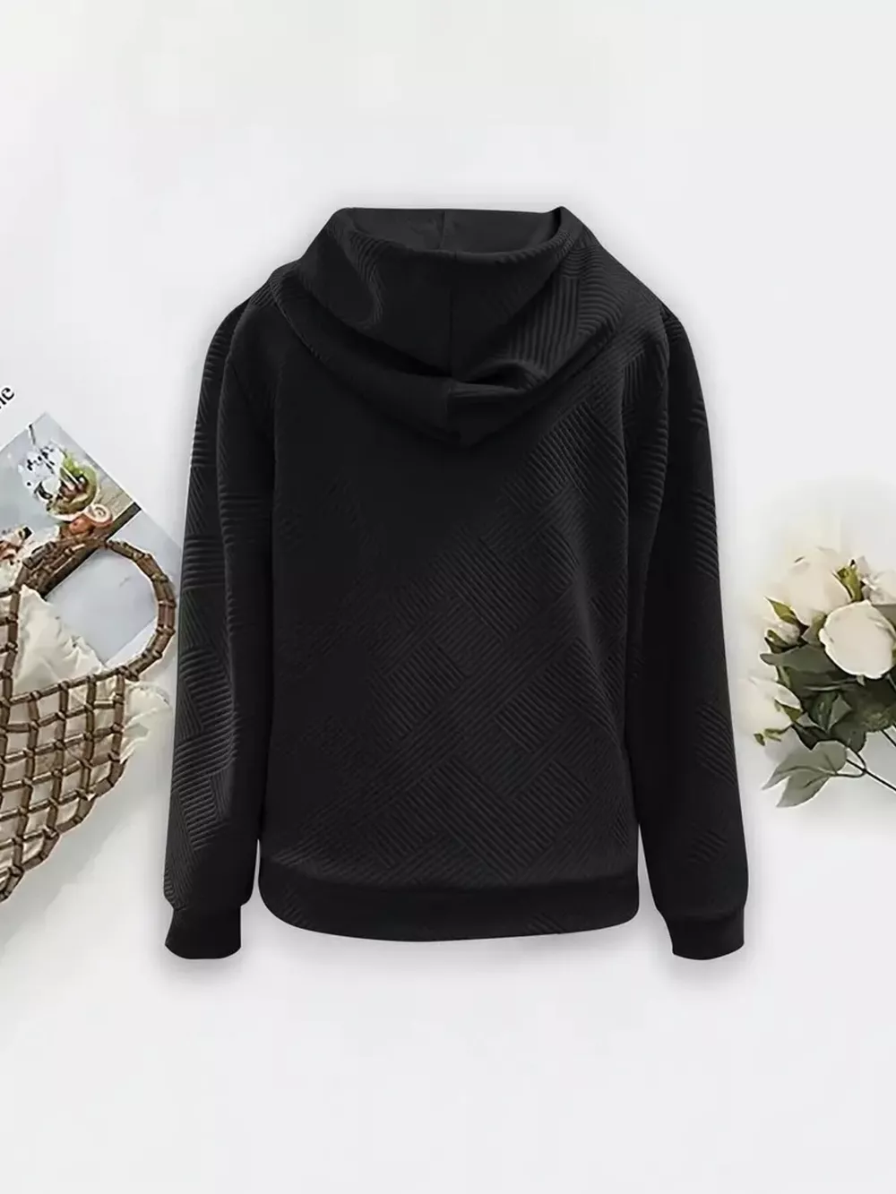 Textured Zip-Up Hooded Jacket, image 3