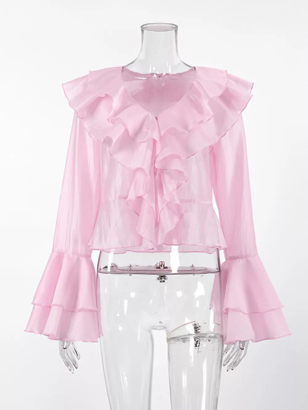 Ruffle Trimmed Long Sleeve Blouse, image 4