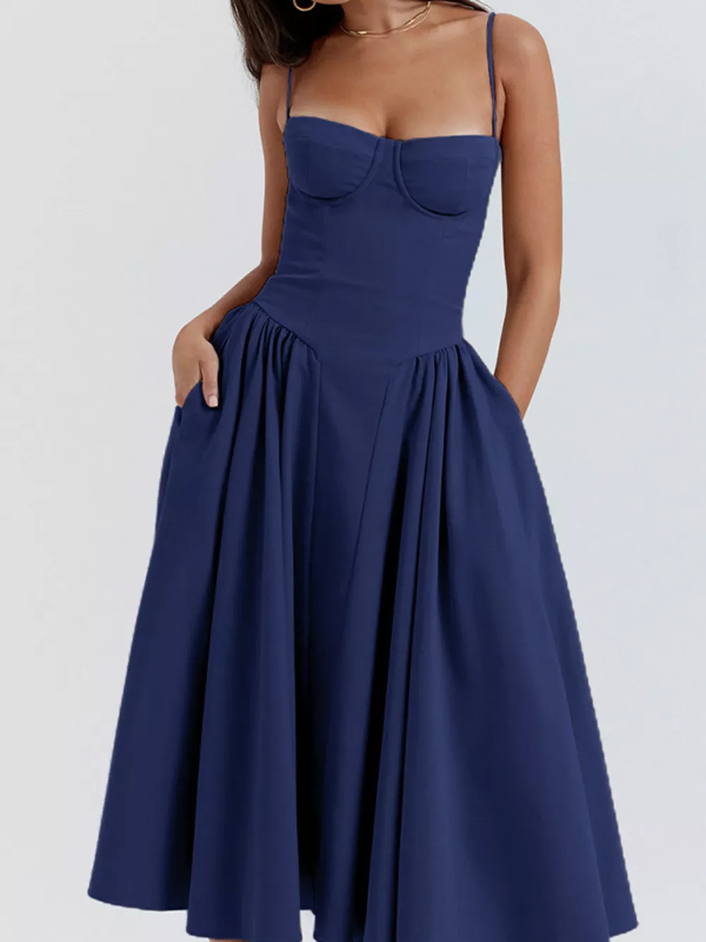 Sweetheart Neck Spaghetti Strap Midi Dress, image 13