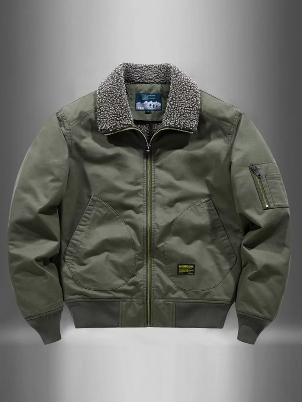 Men's Plus Size Zip Up Fur Collar Jacket