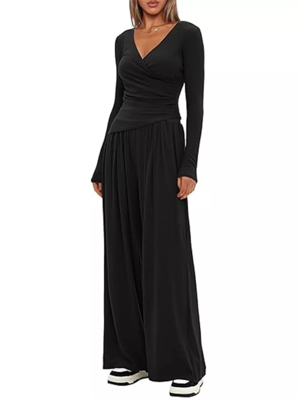 Casual Long Sleeve Top and Wide Leg Pants Set, image 12