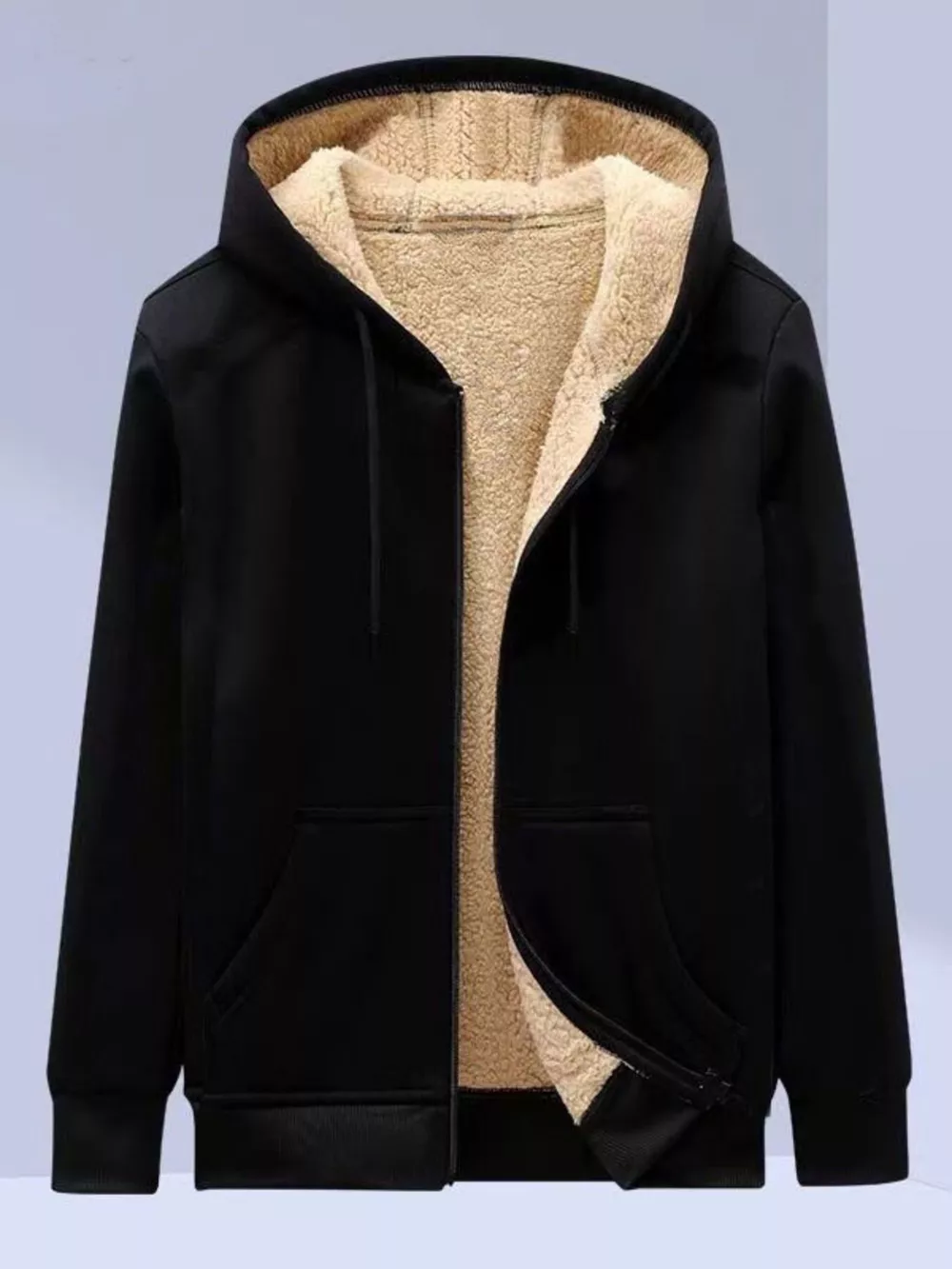 Men's Plus Size Sherpa Lined Zip Up Hoodie