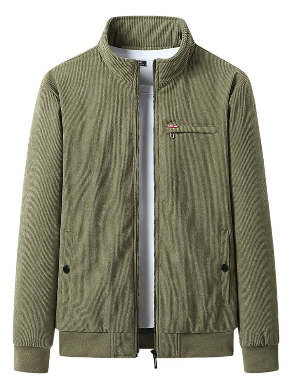 Men's Plus Size Full-Zip Bomber Corduroy Jacket with Sherpa Lining