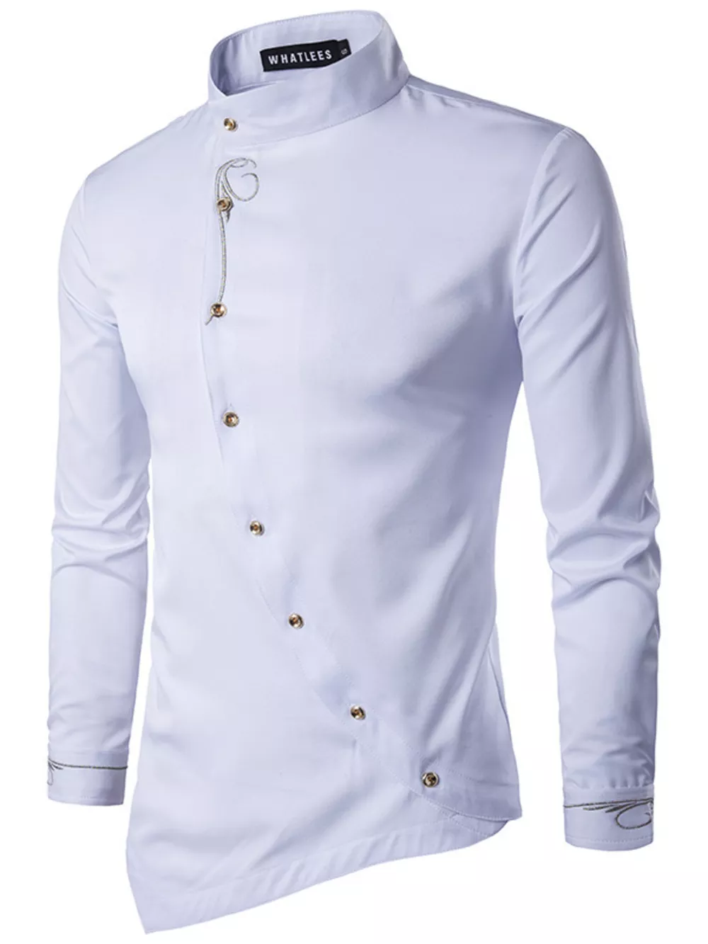 Men's Asymmetric Button-Down Slim Fit Shirt, image 3