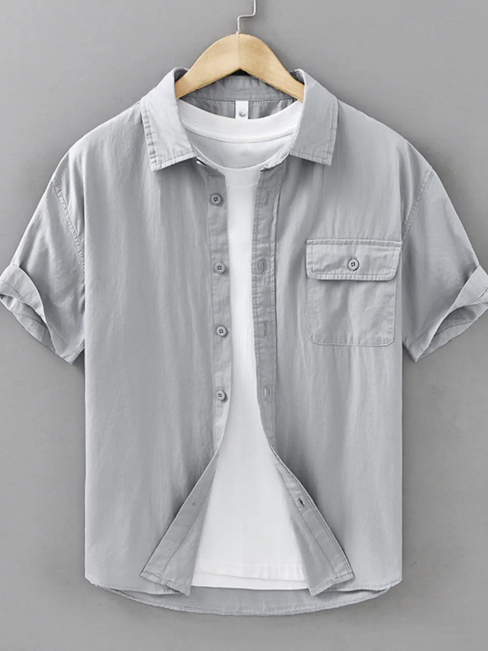 Men's Plus Size Button Up Short Sleeve Shirt, image 2