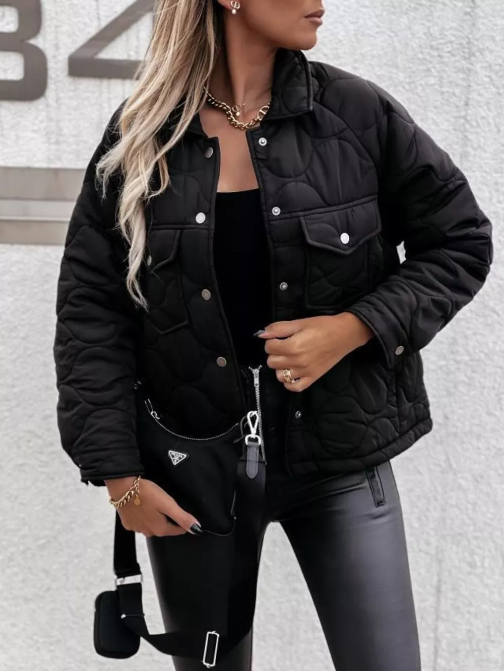 Quilted Snap-Down Casual Jacket, image 3