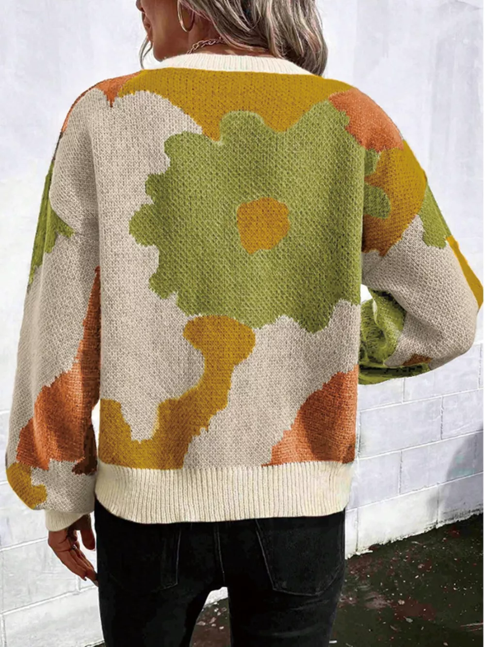 Floral Pattern Round Neck Sweater, image 14