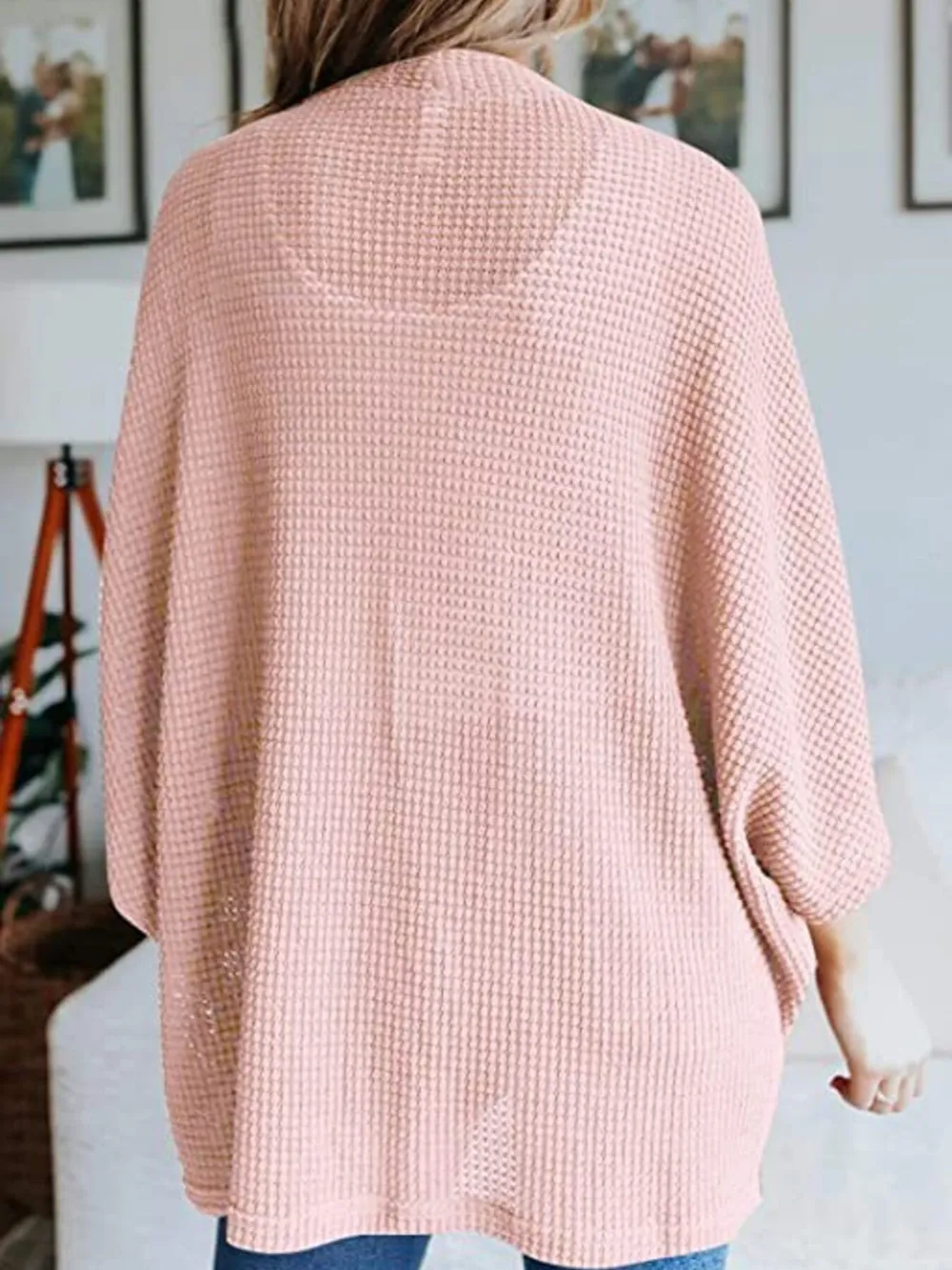 Full Size Open Front Waffle Knit Cardigan Plus Size, image 10