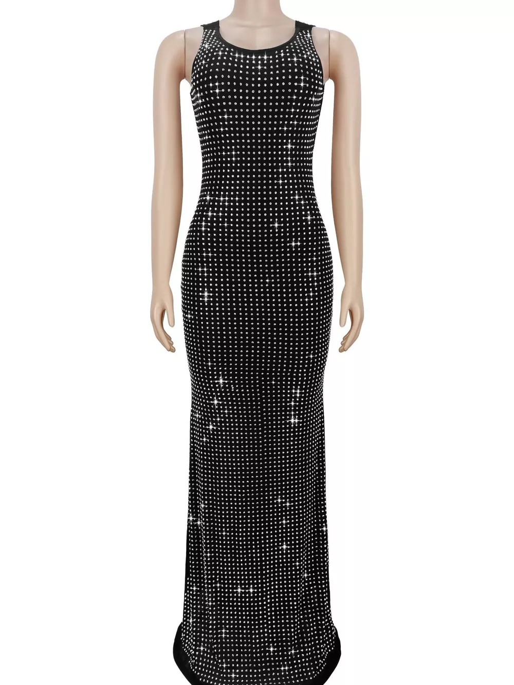 Sleeveless Rhinestone Embellished Bodycon Maxi Dress, image 3