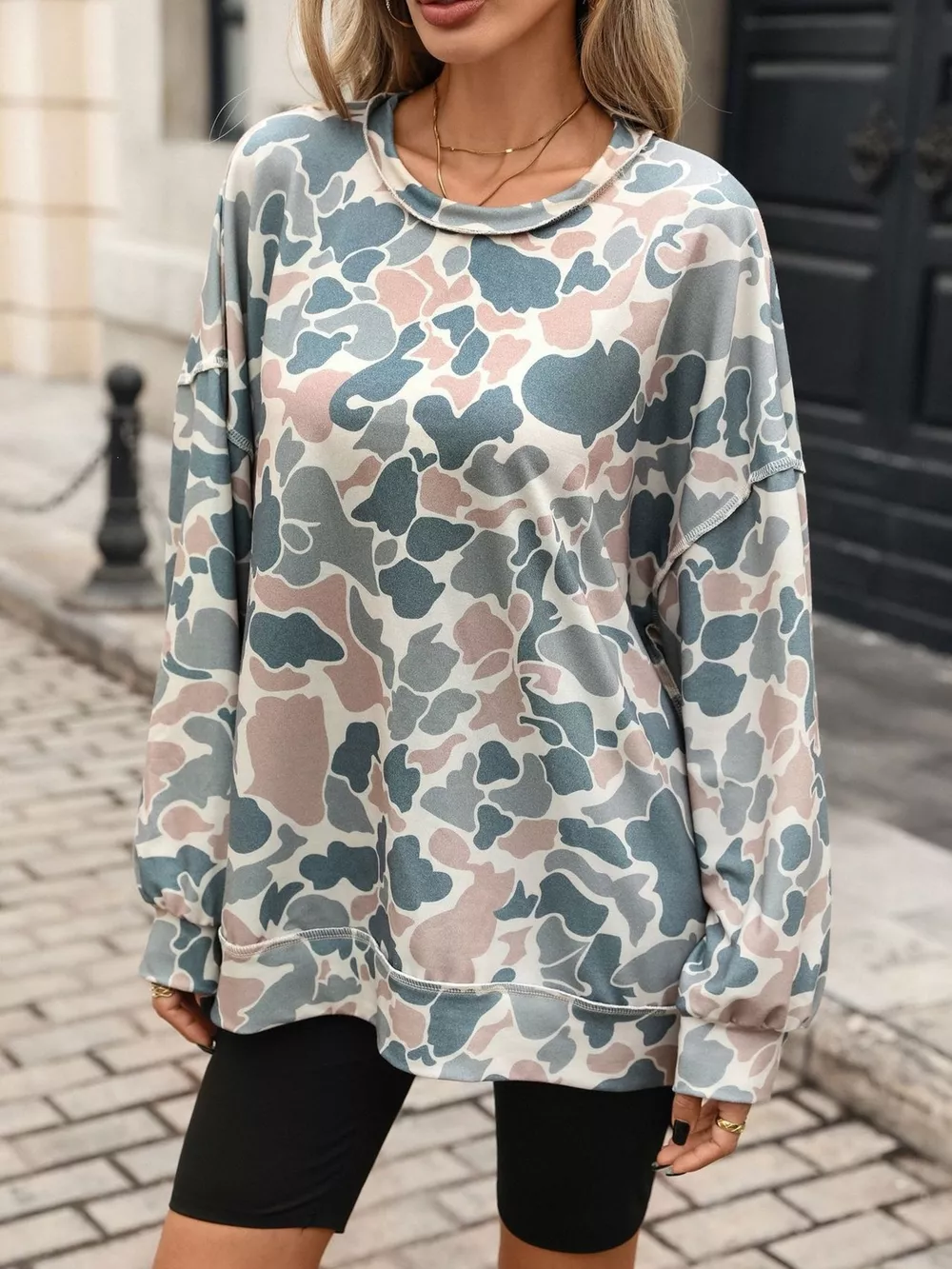 Printed Round Neck Sweatshirt, image 7