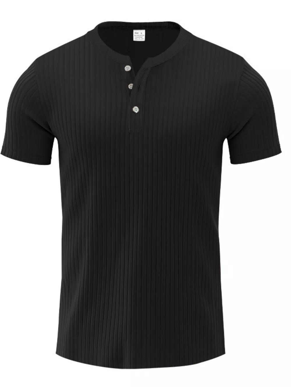 Men's Full Size Casual Ribbed Henley T-Shirt Plus Size, image 5