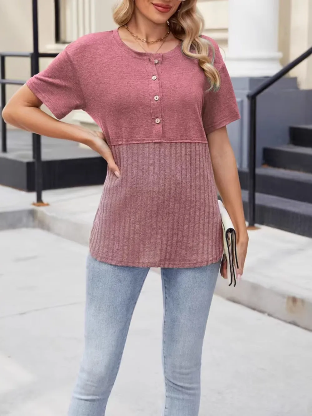 Two-Tone Short Sleeve Top, image 20