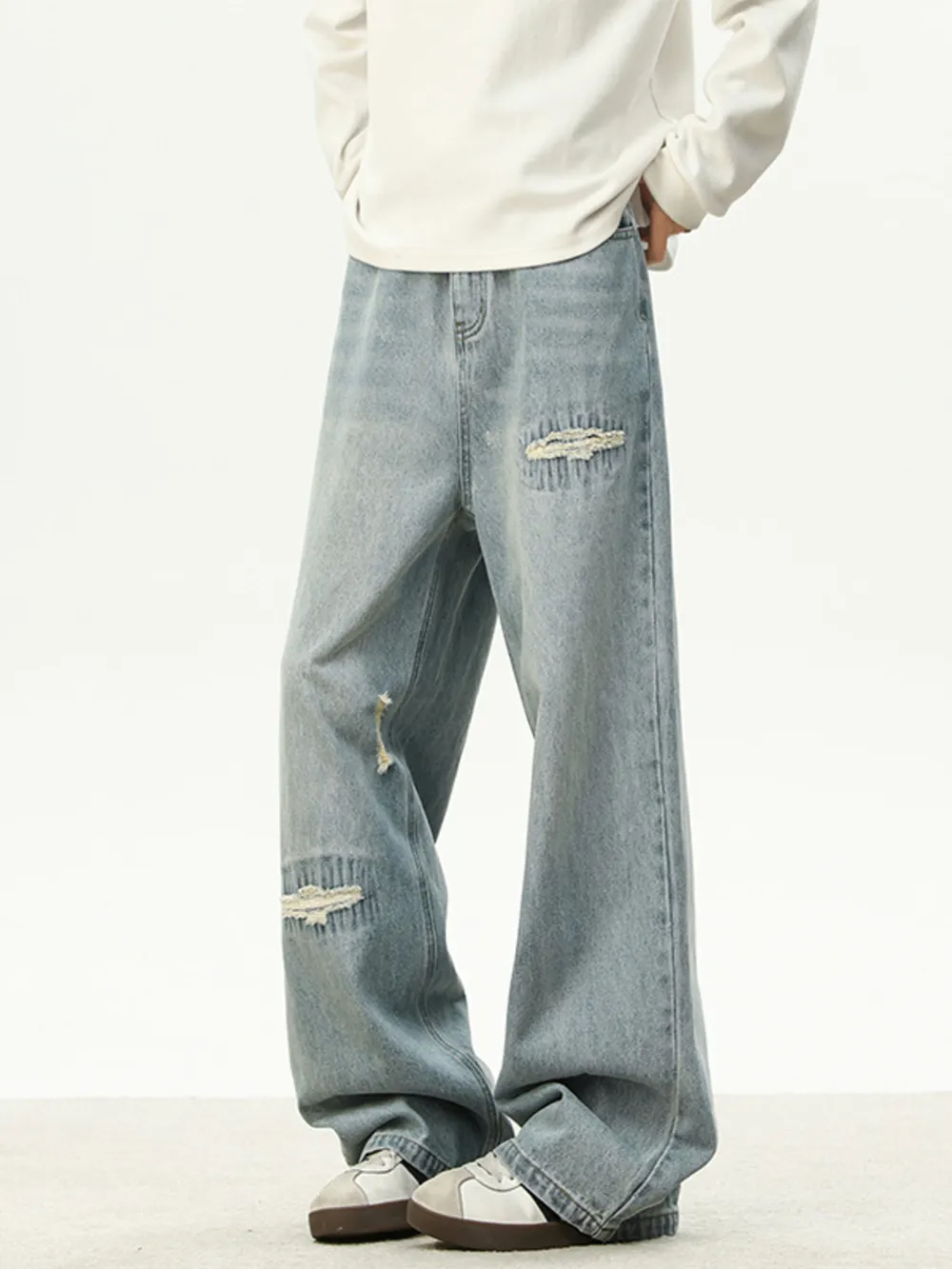 Men's Full Size Distressed Wash Loose Fit Jeans Plus Size, image 4