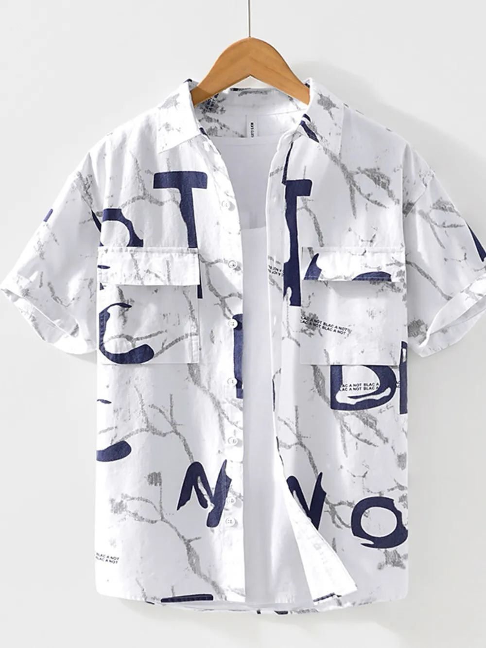 Men's Printed Button Up Short Sleeve Shirt, image 2