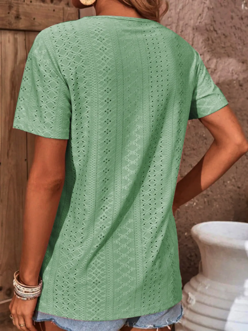 Eyelet Crisscross Short Sleeve T-Shirt, image 11