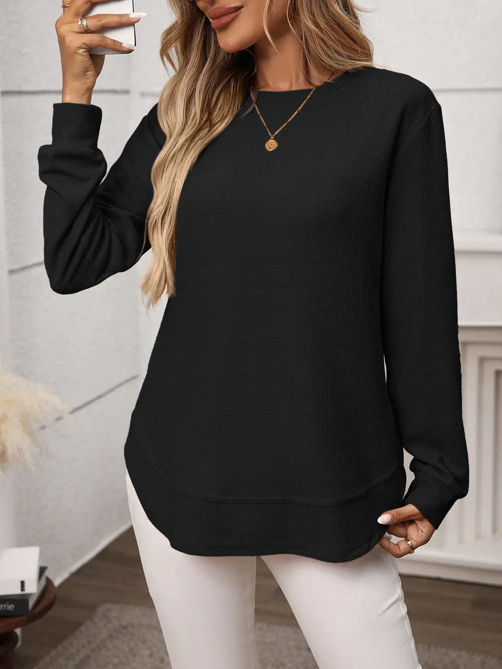 Long Sleeve Round Neck T-Shirt, image 5