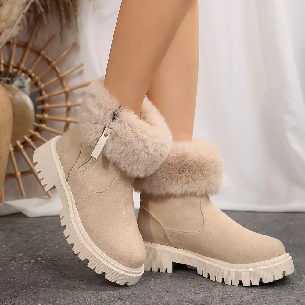 Faux Fur Lined Side-Zip Chunky Platform Ankle Boots, image 2