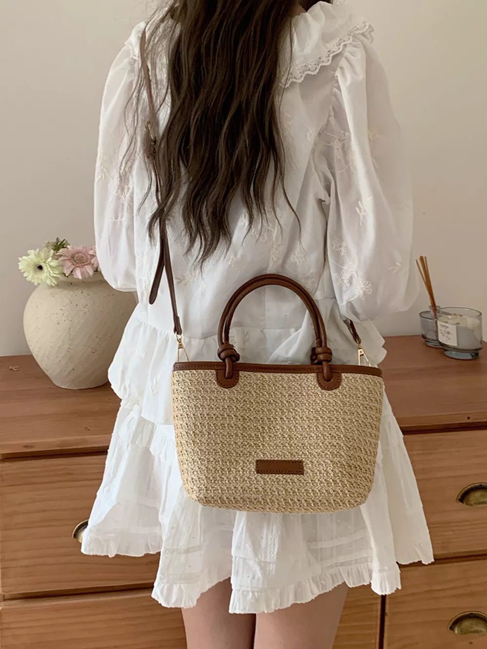 Straw Woven Crossbody Bag, image 4