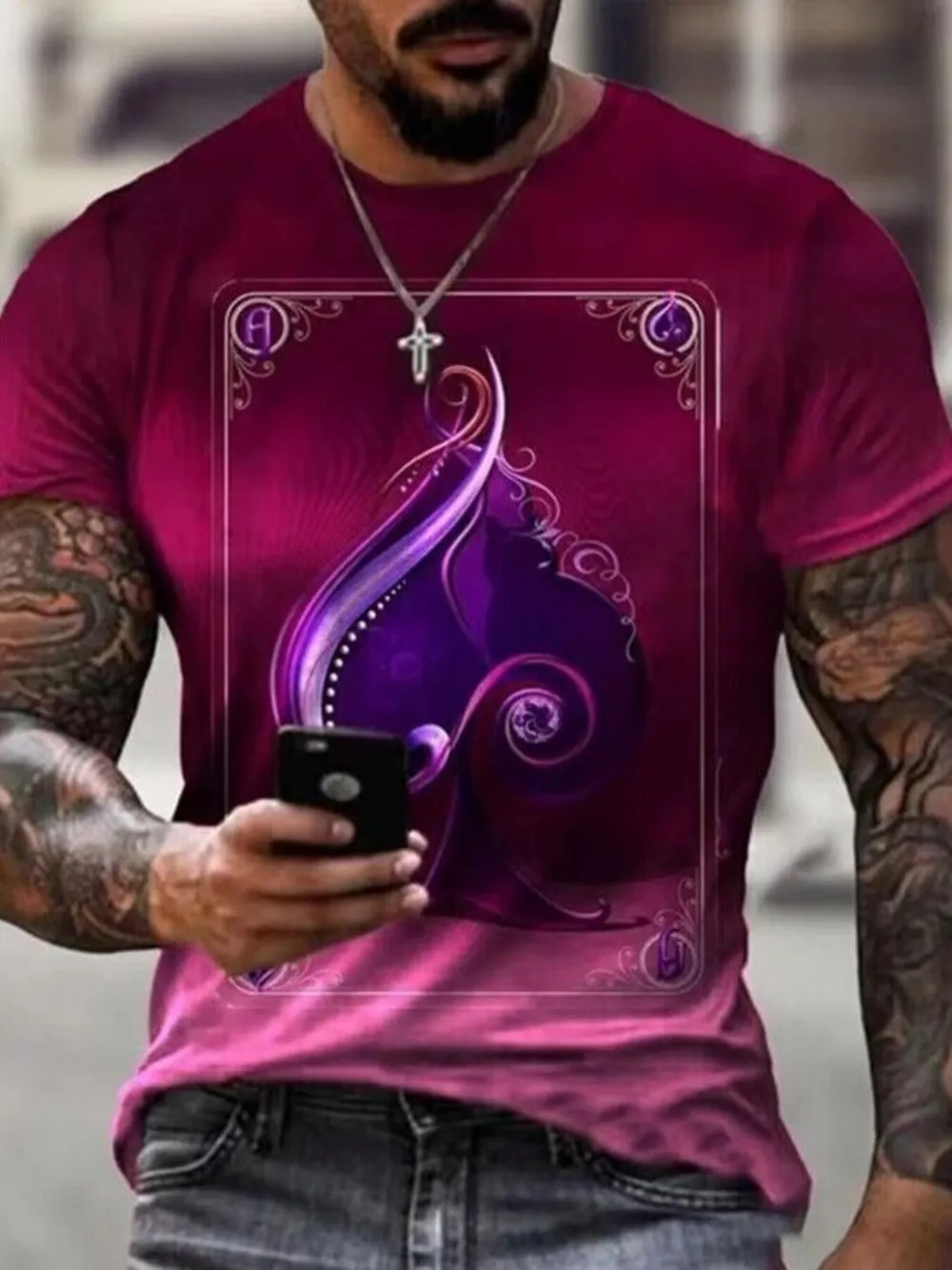 Men's Plus Size Graphic Round Neck Short Sleeve T-Shirt, image 2