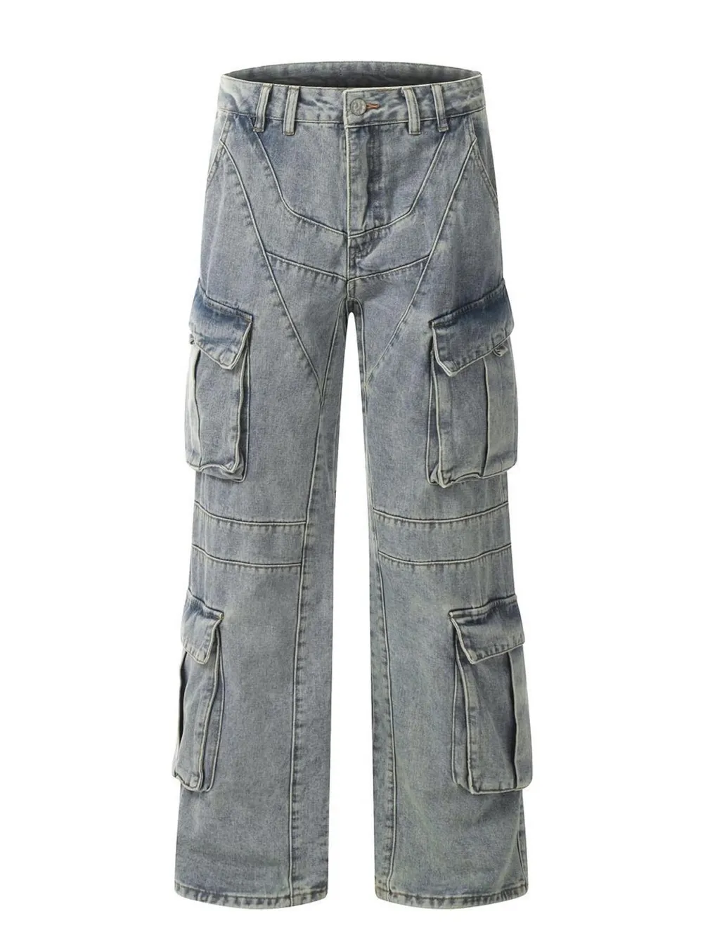 Men's Multi-Pocket Cargo Wide Leg Jeans