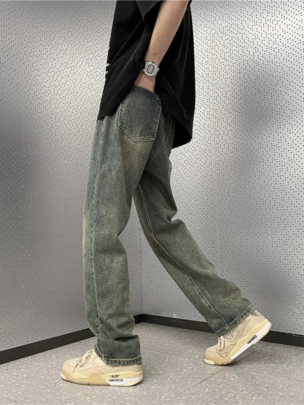 Men's Full Size Vintage Wash Wide Leg Jeans Plus Size, image 2