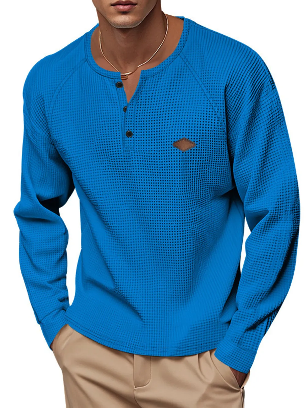 Men's Full Size Button Detail Long Sleeve T-Shirt Plus Size, image 13
