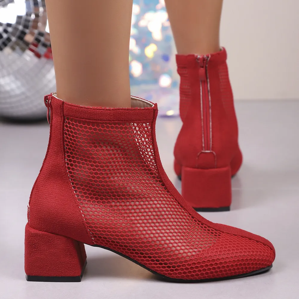 Mesh Block Heel Boots, image 6