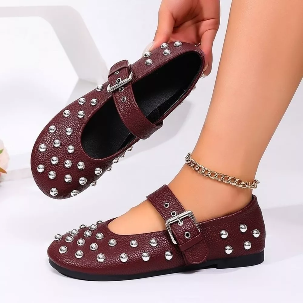 Studded Round Toe Slip-Ons, image 4