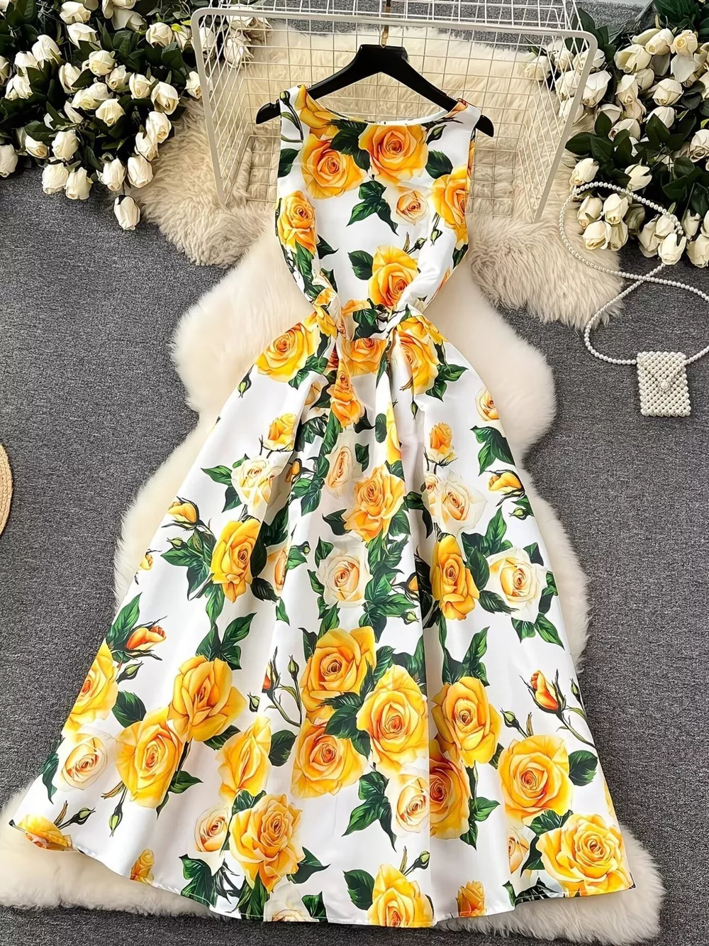 Floral Print Sleeveless Midi Dress, image 2