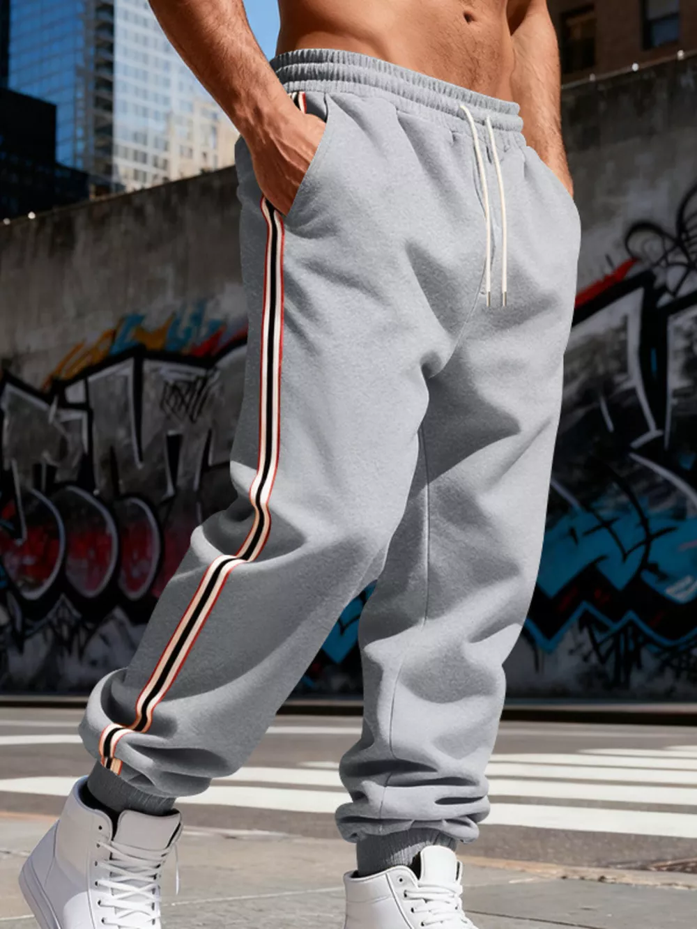 Men's Full Size Side-Striped Drawstring Joggers Plus Size, image 21